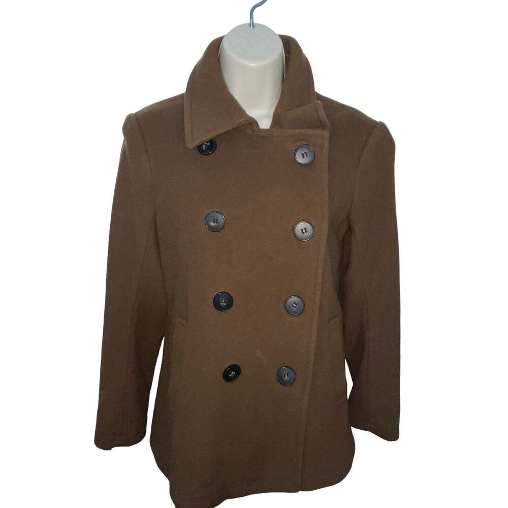Theory Womens Small Brown Wool Katarina Explorer Double Breasted Peacoat